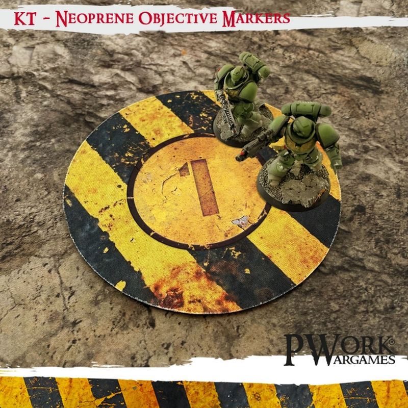 PWork Wargames – Danger Zone Neoprene Objective Markers – 6 Marker (Ø 9,08 cm)