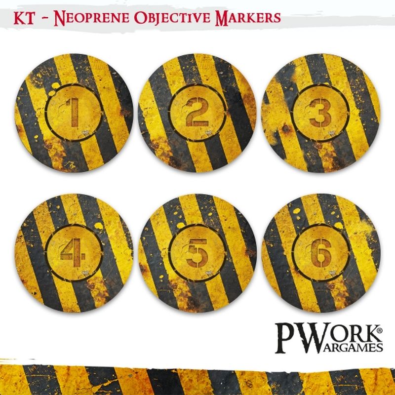 PWork Wargames – Danger Zone Neoprene Objective Markers – 6 Marker (Ø 9,08 cm)