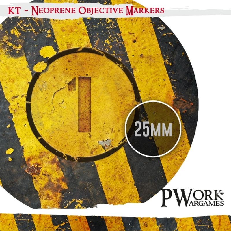 PWork Wargames – Danger Zone Neoprene Objective Markers – 6 Marker (Ø 9,08 cm)