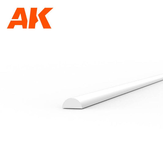 AK Interactive – Styrene Half Cane – 1 mm × 350 mm, 5 Stück
