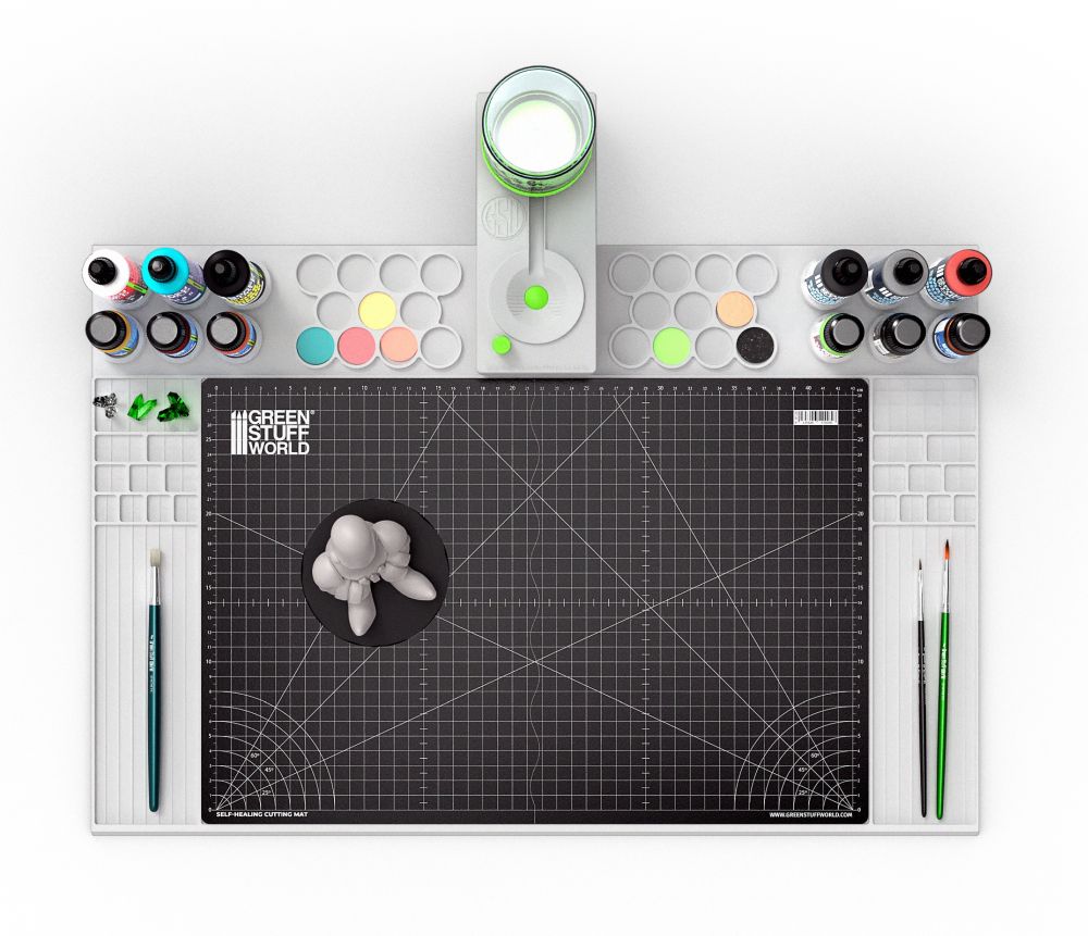 Green Stuff World – Silicone Painting Mat – With Raised Edge – For up to 12 Paint Pots