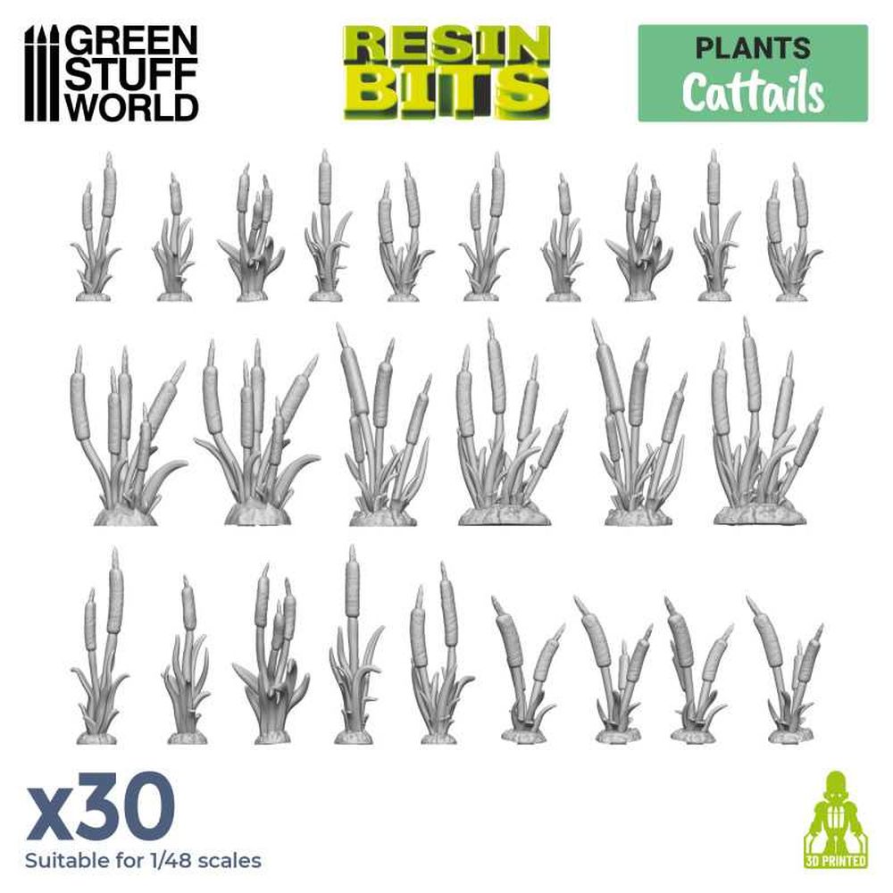 Green Stuff World – Rohrkolben und Schilf – Resin-Pflanzen – 25 Stück, 1:48–1:35
