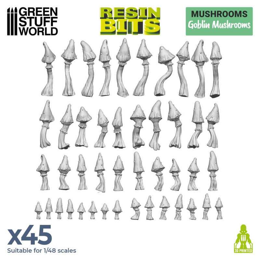 Green Stuff World – Koboldpilze – 3D-gedrucktes Set – 45 Stück, 1:48–1:35