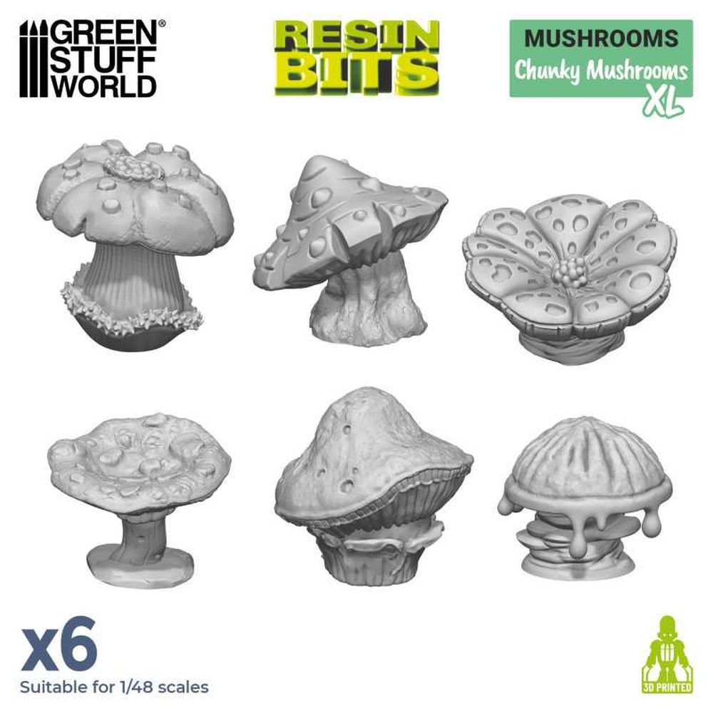 Green Stuff World – Fat Mushrooms XL – 1:48, 6 Pieces