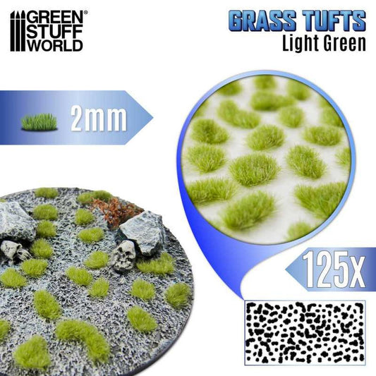 Green Stuff World – Grass Tufts – Light Green (2 mm, 125 Tufts)