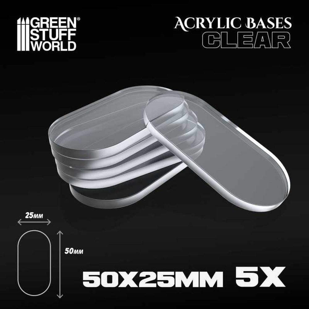 Green Stuff World – Acrylsockel – Oval – 60 x 35 mm, transparent, 6 Stück