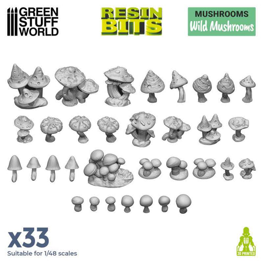 Green Stuff World – Wilde Pilze – 3D-gedrucktes Set – 33 Stück, 1:48–1:35