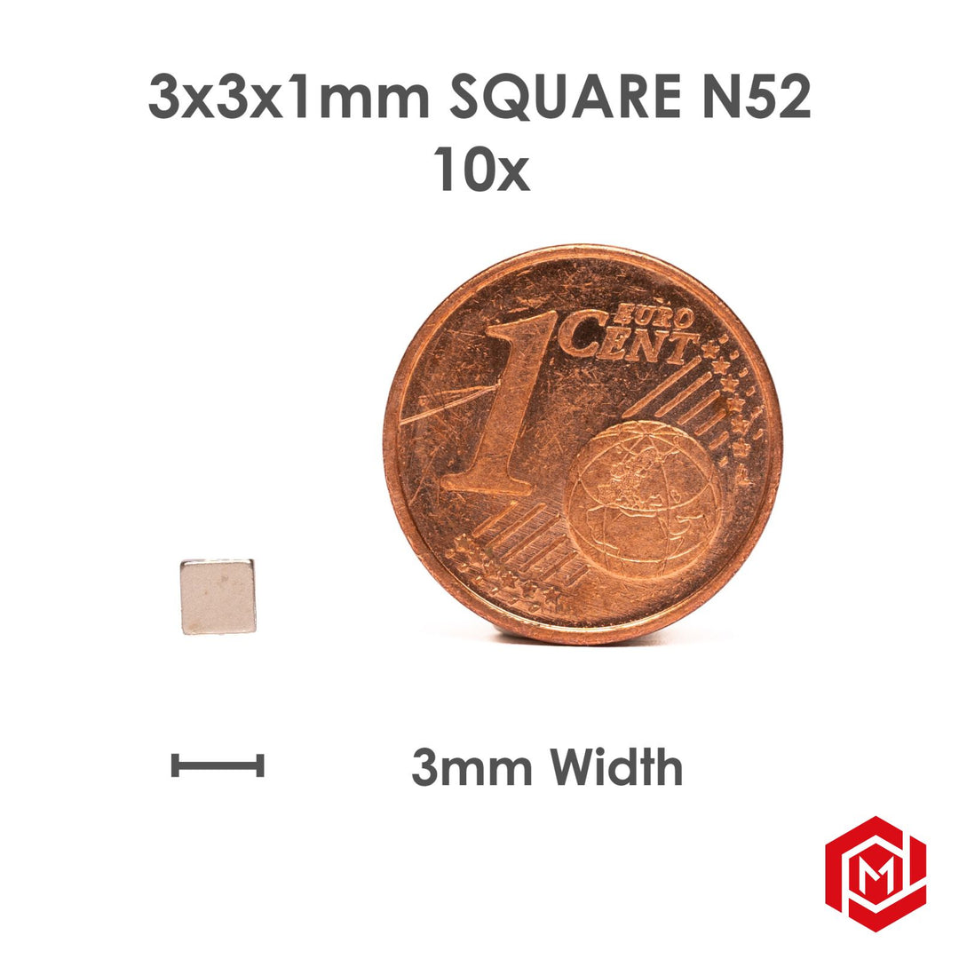 NEODYMIUM MAGNETS [3x3x1mm / N52] - 10 Units