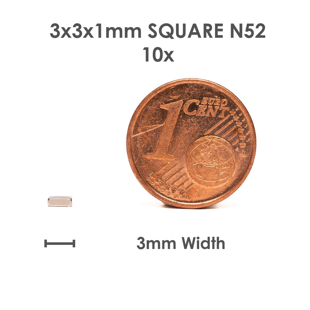 NEODYMIUM MAGNETS [3x3x1mm / N52] - 10 Units