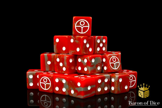 Baron of Dice – Universal Peace Red – 25 Würfel (W6, 16 mm, eckig)