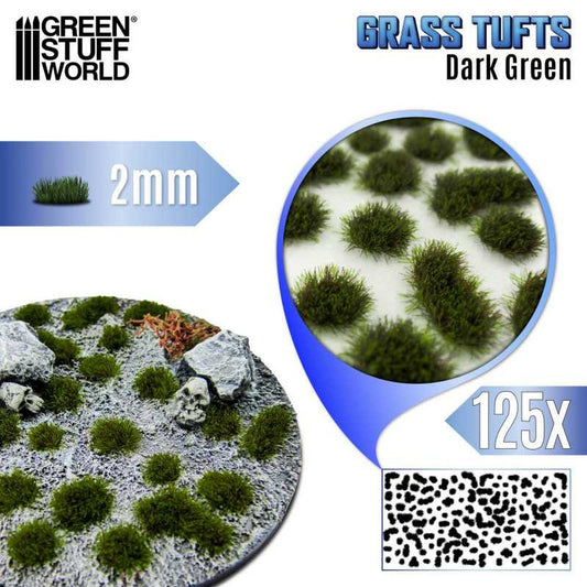Static Grass Tufts 2 mm - Dark Green