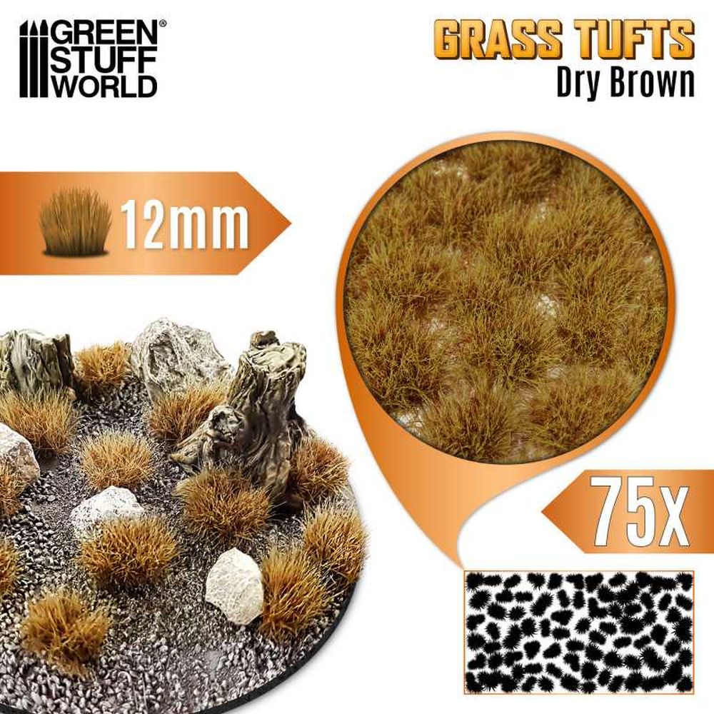 Green Stuff World – Grasbüschel – 12 mm, Getrocknetes Braun, 75 Stück