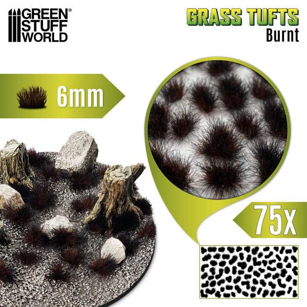Green Stuff World – Grasbüschel – Gebranntes Braun – 6 mm, 75 Stück