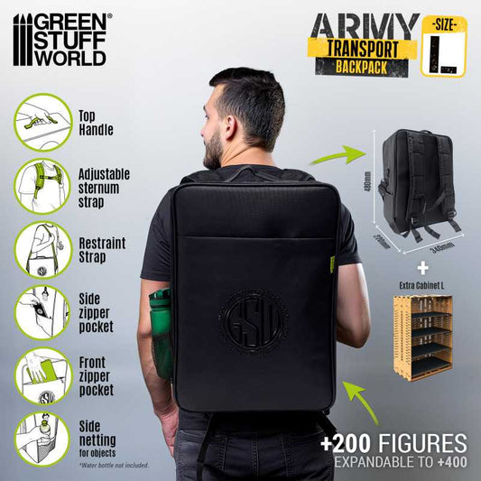 Green Stuff World – Miniaturen-Rucksack – 480 x 340 x 205 mm, über 200 Figuren