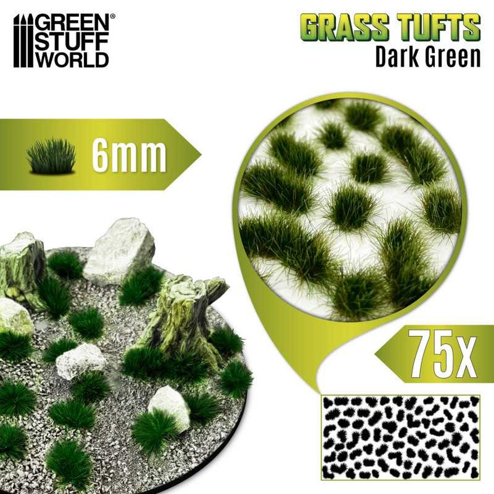 Green Stuff World – Grasbüschel – 6 mm – Dunkelgrün, 75 Büschel