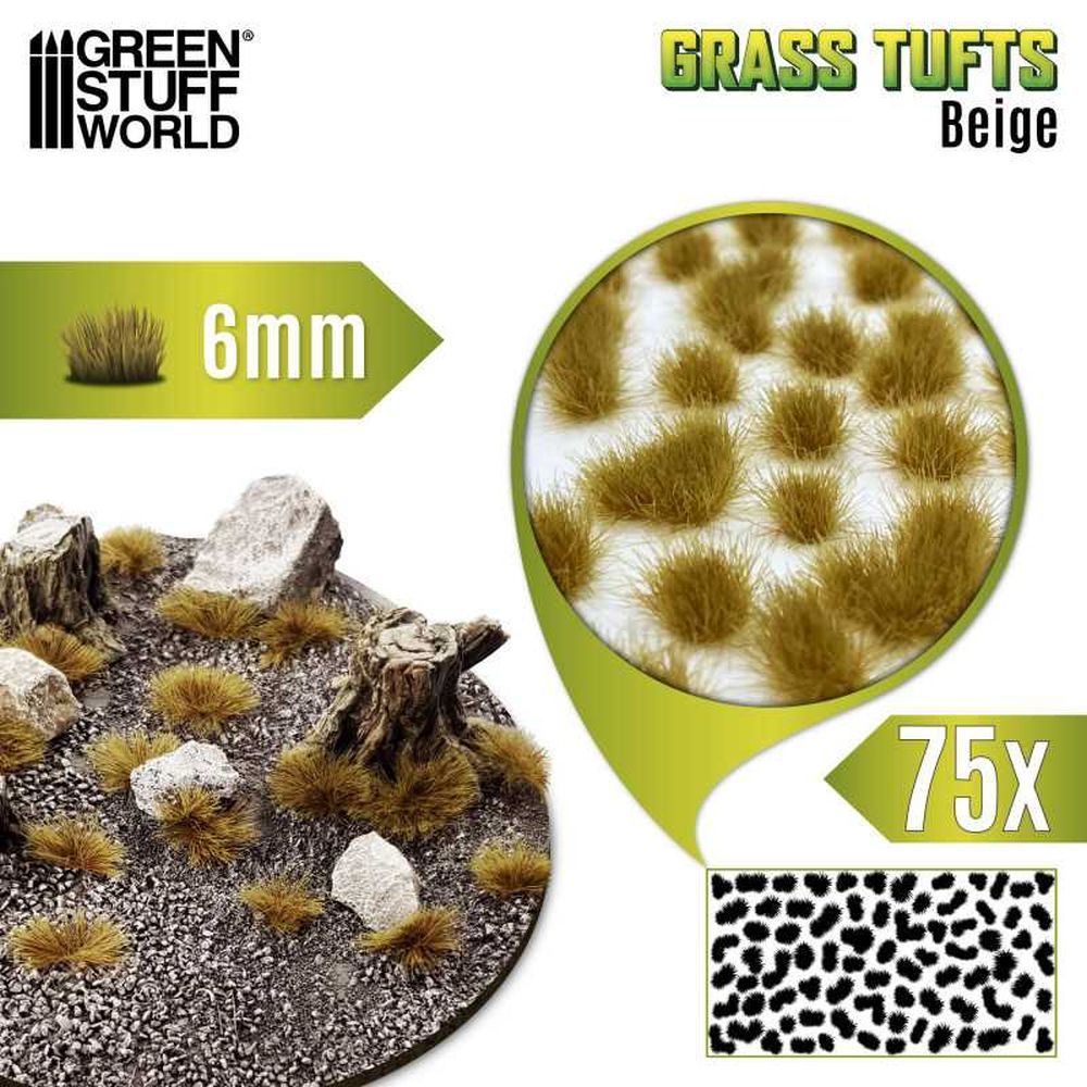 Green Stuff World – Grasbüschel – 6 mm – Beige, 75 Stück