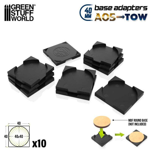 Green Stuff World – Basenadapter rund auf quadratisch – 40 mm, 10 Stück