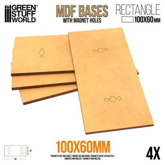 Green Stuff World – MDF-Basen – Rechteckig (100 x 60 mm, 3 mm, 4 Stück)