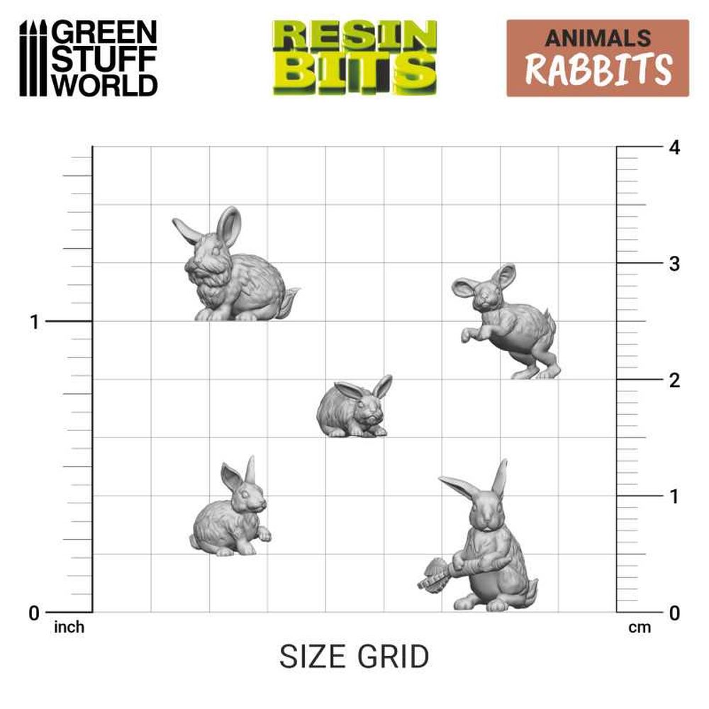 Green Stuff World – Resin Rabbits – 1:48, 20 Pieces