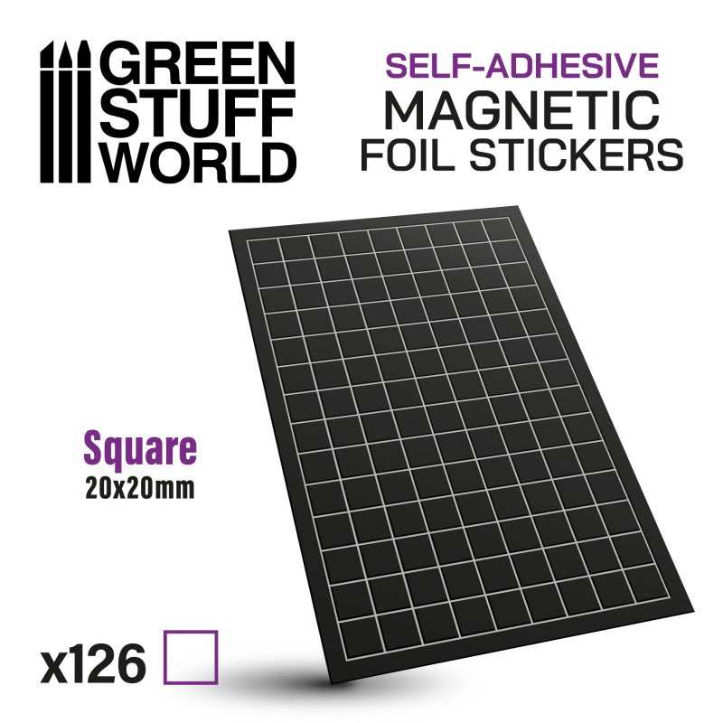 Green Stuff World – Magnetfolie – Vorgeschnittene Quadrate – 20 x 20 mm, selbstklebend