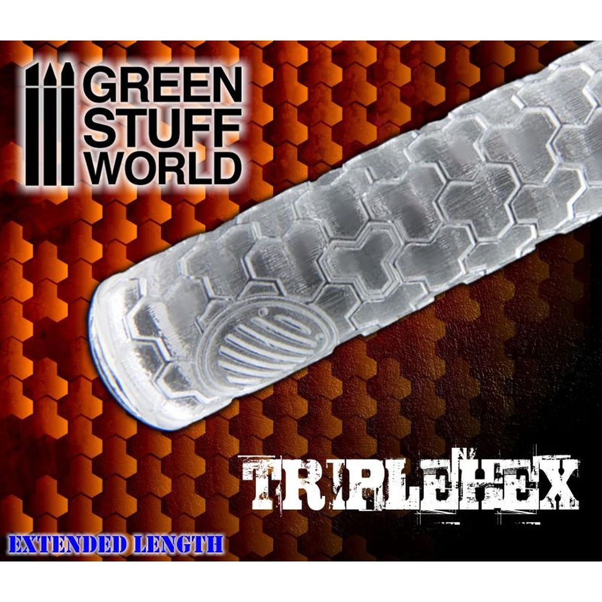 Green Stuff World – Strukturwalze – Dreifach-Sechsecke – 14,5 cm, Mustergröße 10 x 10 mm