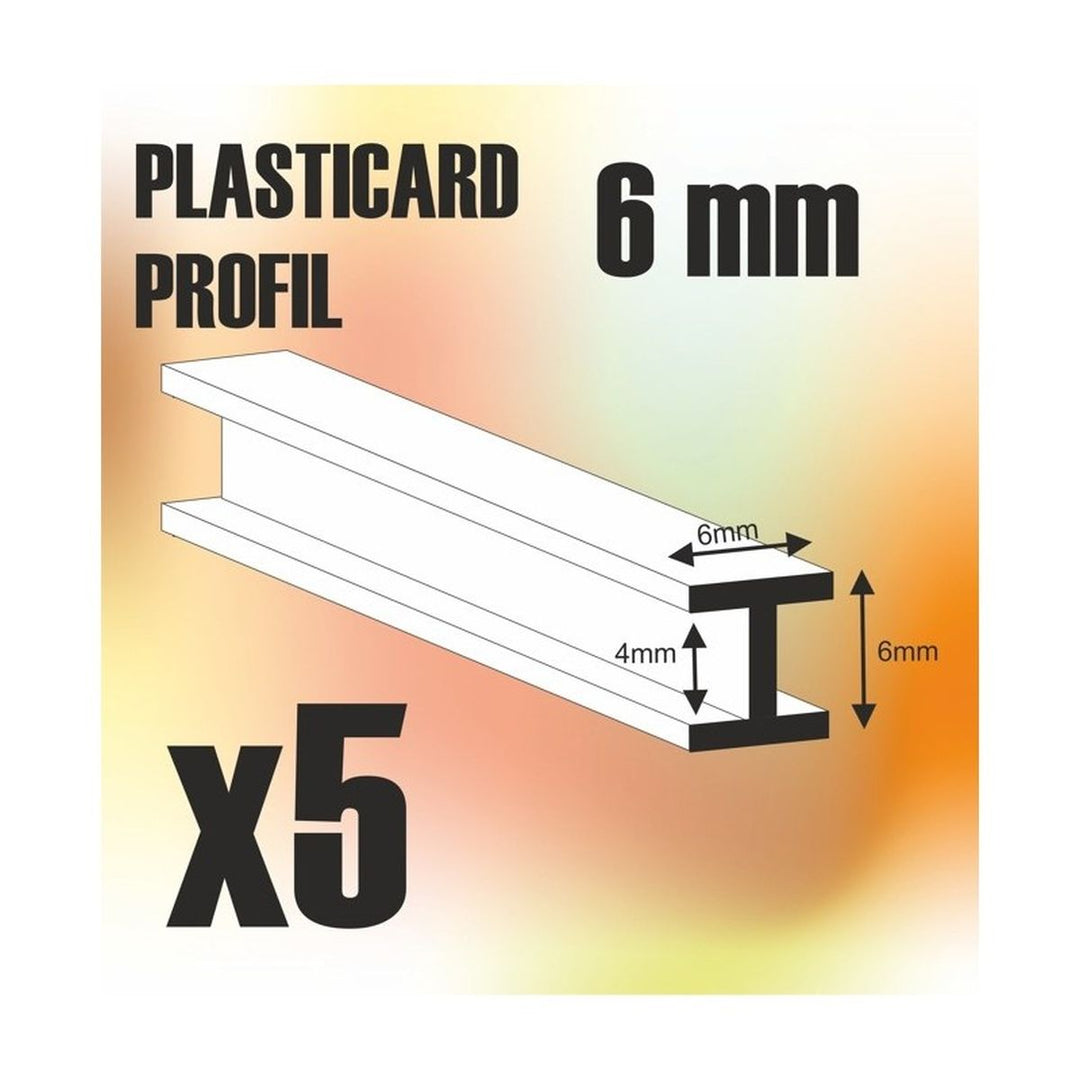 Green Stuff World – ABS-Plastikcard – H-Profile – 6 x 6 mm, 250 mm, 5 Stück