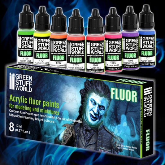 Green Stuff World – Fluoreszierende Acrylfarben – Set mit 8 x 17 ml