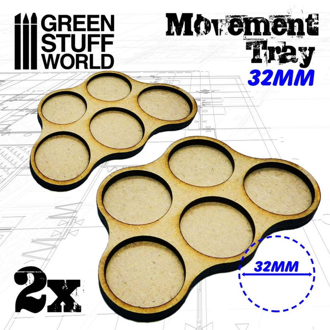 Green Stuff World – MDF-Regimentsbases – Scharmützel – 2 Einheiten für je 5 Bases à 32 mm