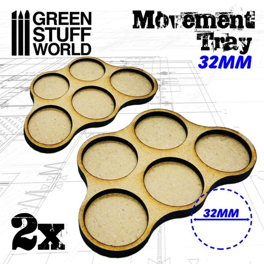 Green Stuff World – MDF-Regimentsbases – Scharmützel – 2 Einheiten für je 5 Bases à 32 mm