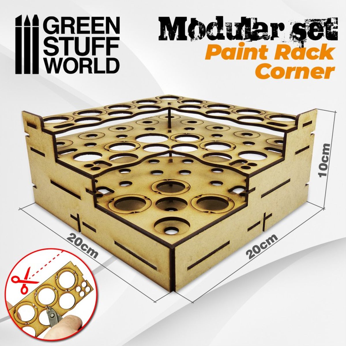 Green Stuff World – Modularer Farbhalter – Gerade Ecke – 20 x 20 x 10 cm