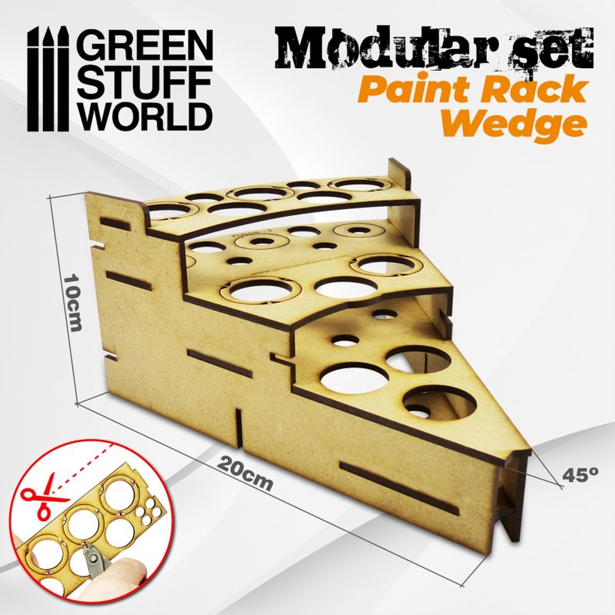 Green Stuff World – Modularer Farbhalter – Keil (45°, 20 cm breit, 10 cm hoch)