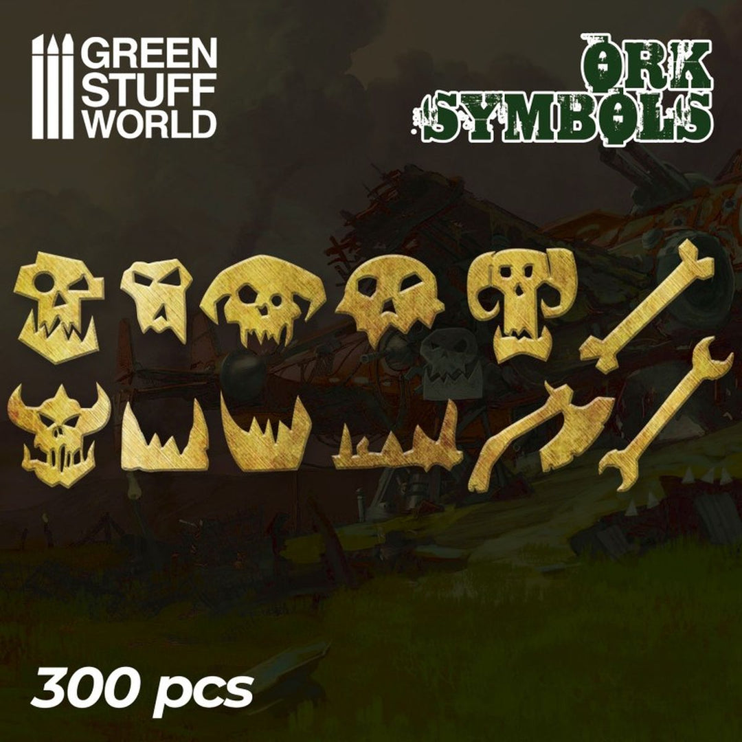 Green Stuff World – Ork-Runen und -Symbole – Messing, 300 Stück, 2–4 mm