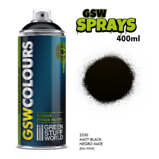 Green Stuff World – Schwarze Sprühgrundierung – Matt – 400 ml