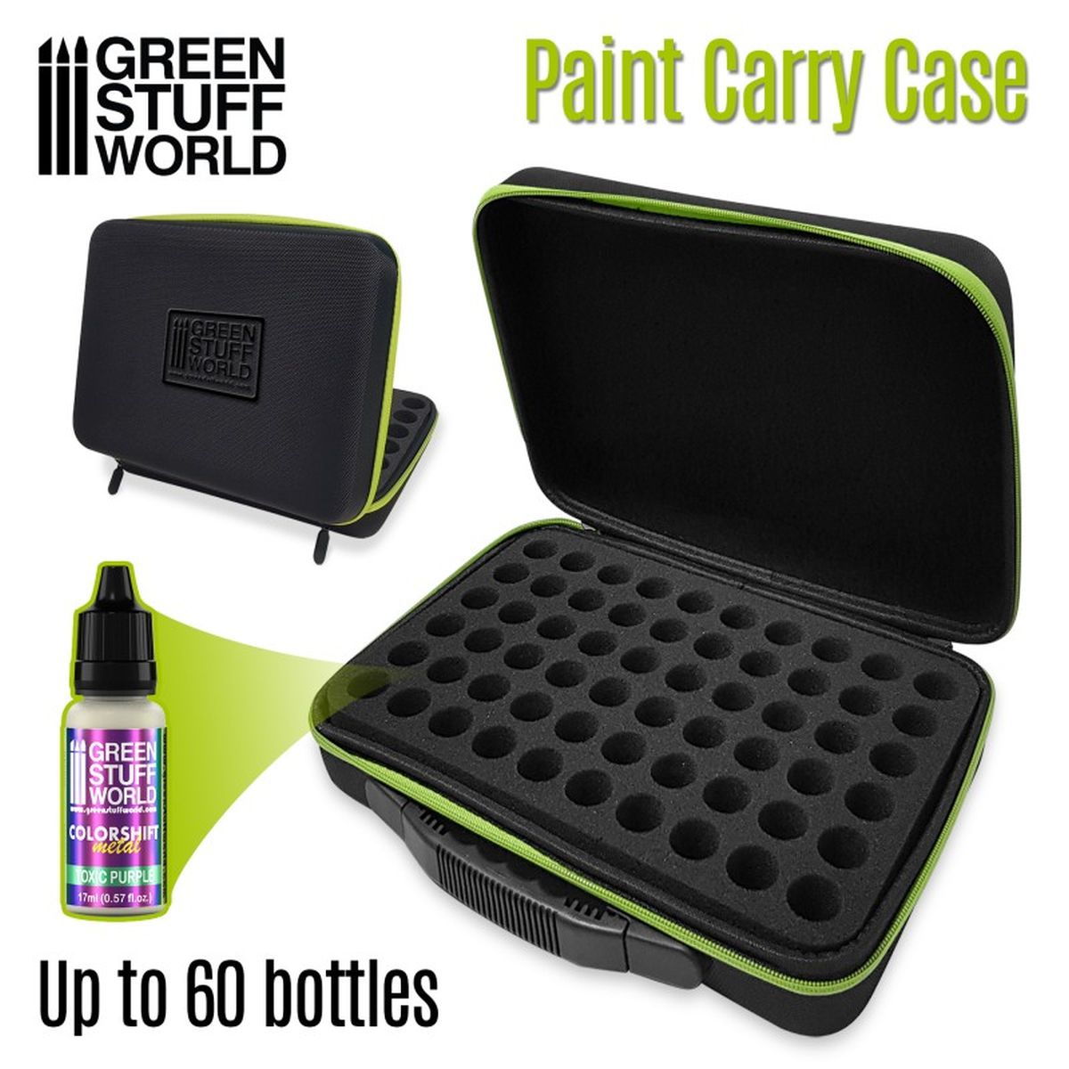 Green Stuff World – Farbenkoffer – Über 60 Aussparungen für 17-ml-Flaschen