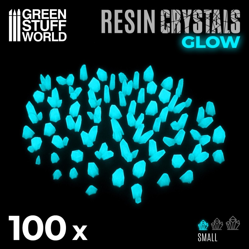 Green Stuff World – Leuchtende Harzkristalle – Klein, türkisblau, 100–105 Kristalle