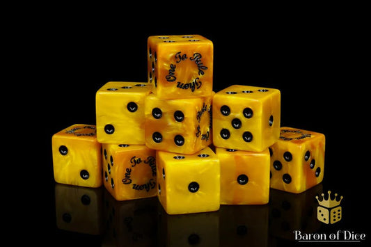 Baron of Dice – Gold Ring – 25 Würfel (W6, 16 mm, eckig)