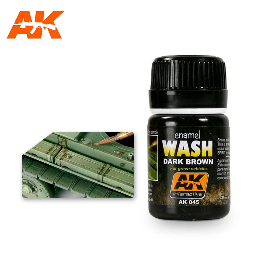 AK Interactive – Dark Brown Wash For Green Vehicles – 35 ml