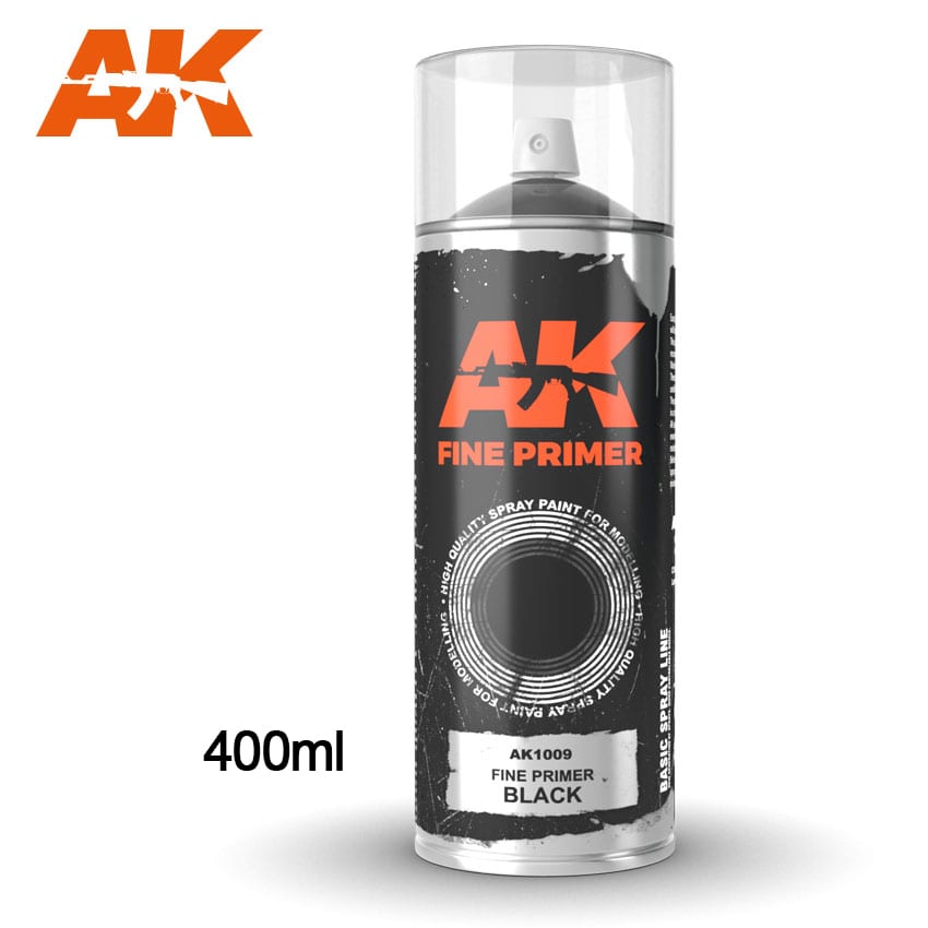 AK Interactive – Fine Primer Black Spray – 400 ml
