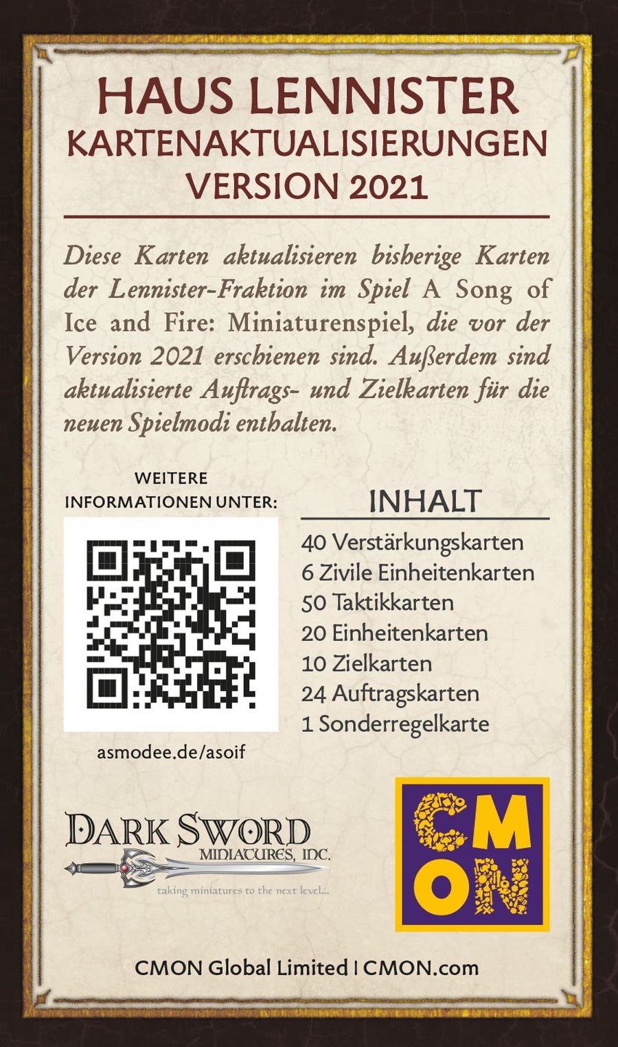 Song of Ice & Fire - House Lannister Card Updates