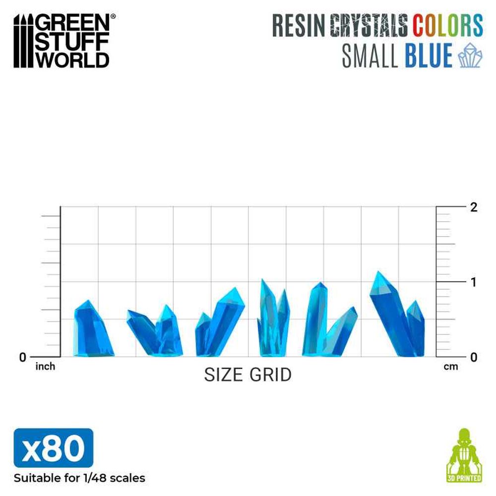 Green Stuff World – Resin Crystals – Blue, Small – 80 Pieces, 6–10 mm