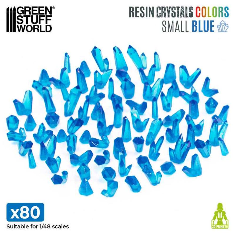 Green Stuff World – Resin Crystals – Blue, Small – 80 Pieces, 6–10 mm