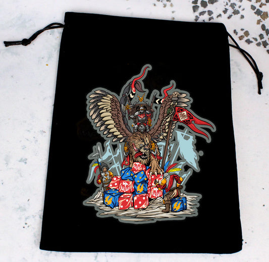 Baron of Dice – Premium Black Dice Bag Hippogryph Knight – Würfelbeutel (6 × 8 Zoll)