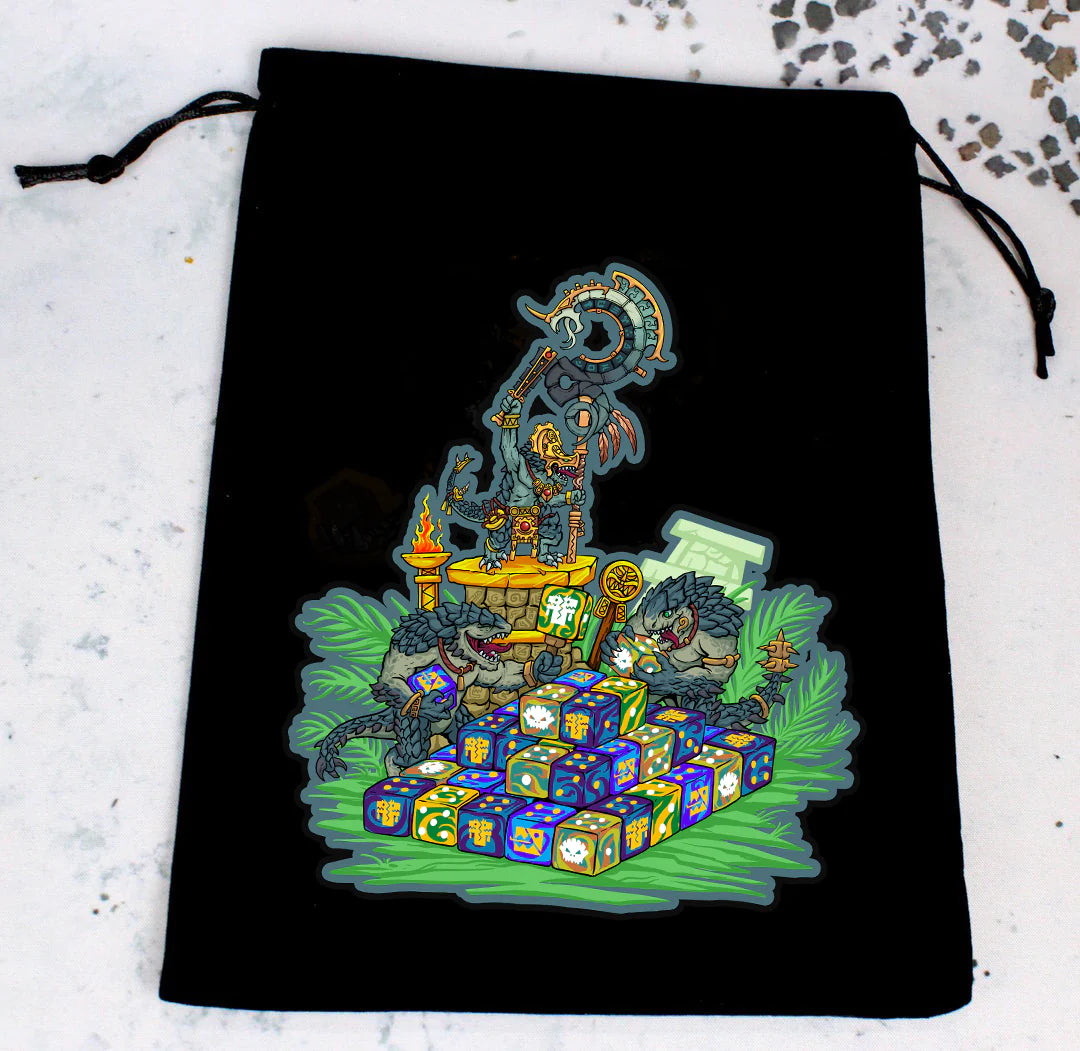 Baron of Dice – Premium Black Dice Bag Celestial Dinosaurs – Würfelbeutel (6 × 8 Zoll)