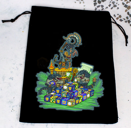 Baron of Dice – Premium Black Dice Bag Celestial Dinosaurs – Würfelbeutel (6 × 8 Zoll)
