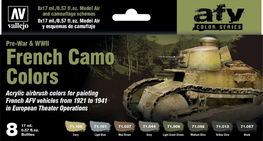 Vallejo – Model Air French Camo Colors Pre-War & WWII – 8 × 17 ml