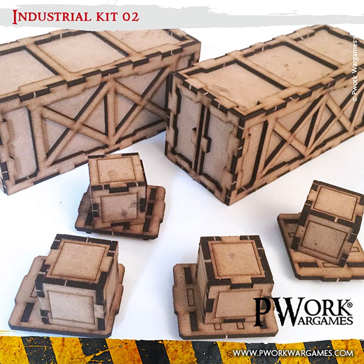 PWork Wargames – Industrial 02 – Geländebausatz (10 Teile, MDF)