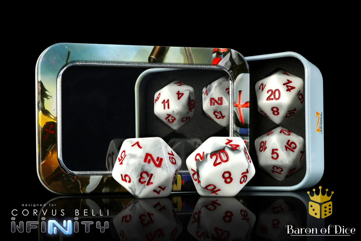 Baron of Dice – Infinity N4 Marbled – 6 Würfel (W20, 22 mm)