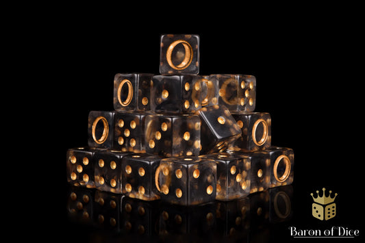 Baron of Dice – Translucent LOST Ring – 25 Würfel (W6, 16 mm, eckig)