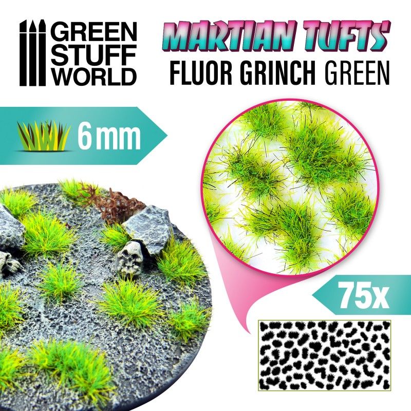 Green Stuff World – Marsgrasbüschel – Fluor Grinch Green – 6 mm, 75 Stück