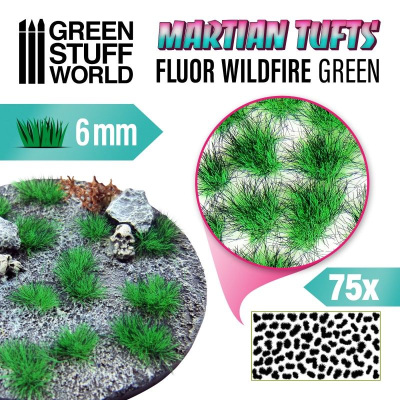 Green Stuff World – Marsgrasbüschel – Fluor Wildfire Green – 6 mm, 75 Stück